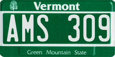 VT license plate AMS309