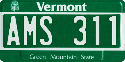 VT license plate AMS311