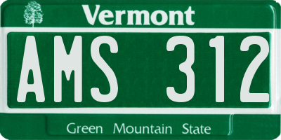 VT license plate AMS312