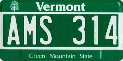 VT license plate AMS314