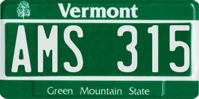 VT license plate AMS315