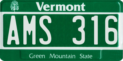 VT license plate AMS316