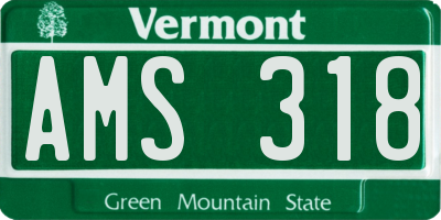 VT license plate AMS318