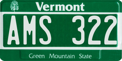 VT license plate AMS322