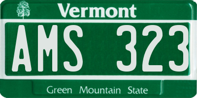 VT license plate AMS323