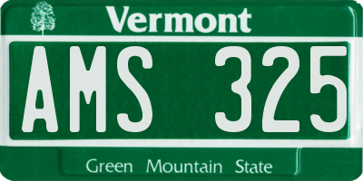 VT license plate AMS325