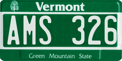 VT license plate AMS326