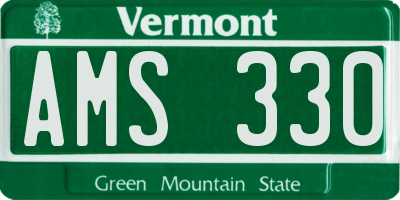 VT license plate AMS330