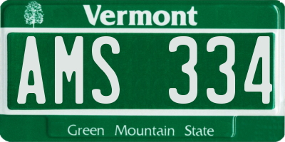 VT license plate AMS334
