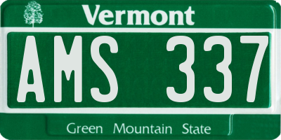 VT license plate AMS337