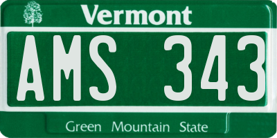 VT license plate AMS343