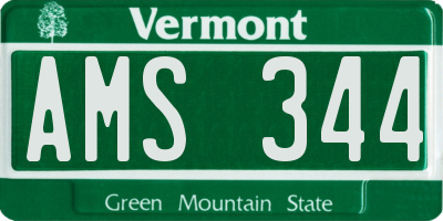 VT license plate AMS344