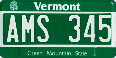 VT license plate AMS345