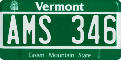 VT license plate AMS346
