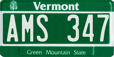 VT license plate AMS347