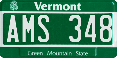 VT license plate AMS348