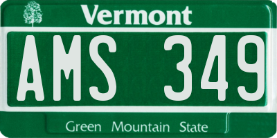VT license plate AMS349