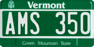 VT license plate AMS350