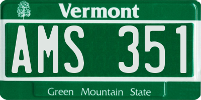 VT license plate AMS351