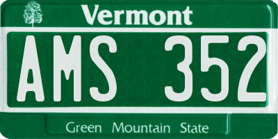 VT license plate AMS352