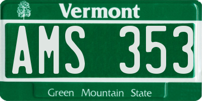 VT license plate AMS353