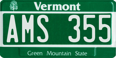 VT license plate AMS355