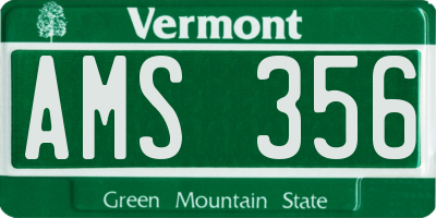 VT license plate AMS356