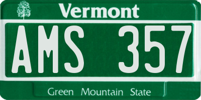 VT license plate AMS357