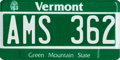 VT license plate AMS362