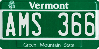 VT license plate AMS366