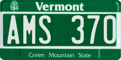 VT license plate AMS370