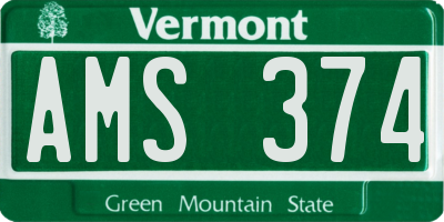 VT license plate AMS374