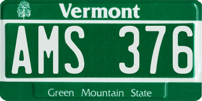VT license plate AMS376
