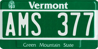 VT license plate AMS377