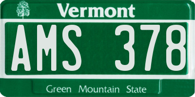 VT license plate AMS378