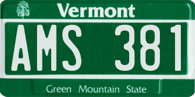 VT license plate AMS381