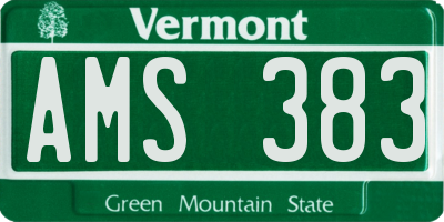 VT license plate AMS383