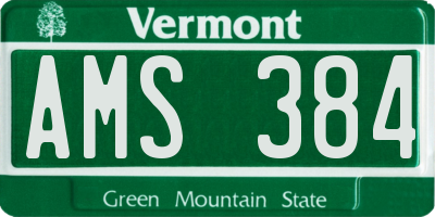 VT license plate AMS384
