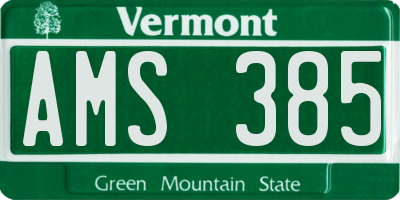VT license plate AMS385
