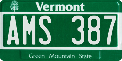 VT license plate AMS387