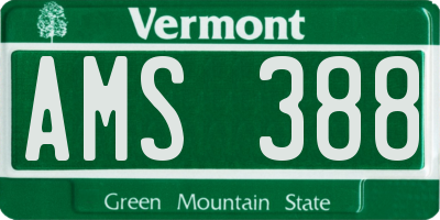 VT license plate AMS388