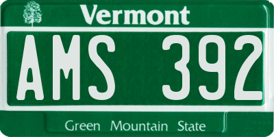 VT license plate AMS392