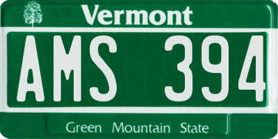 VT license plate AMS394