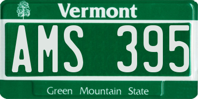 VT license plate AMS395