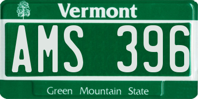 VT license plate AMS396