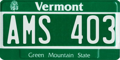 VT license plate AMS403