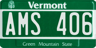VT license plate AMS406