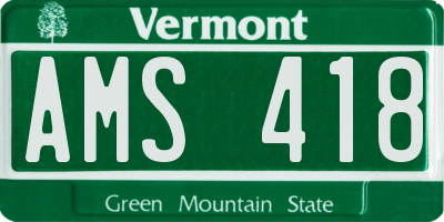 VT license plate AMS418