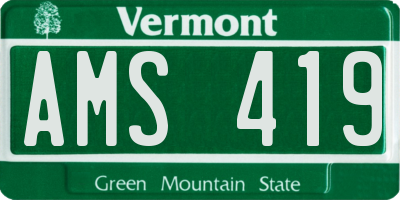 VT license plate AMS419