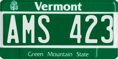 VT license plate AMS423